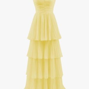 Elegant Yellow Tiered Maxi Dress